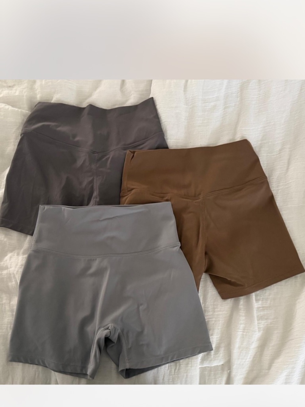 High-Waist Performance Women’s Shorts — Gray, Brown, Charcoal